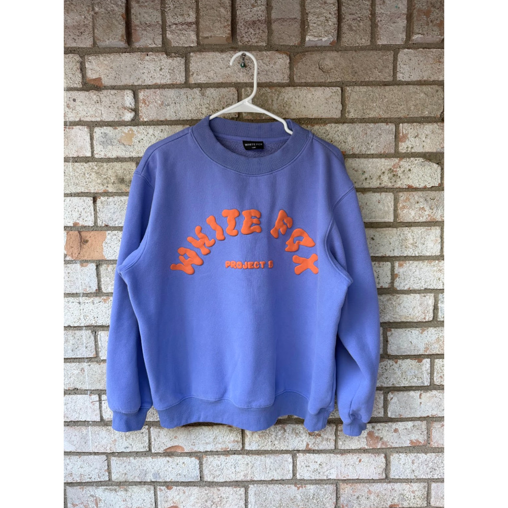 White Fox Project Five Blue & Orange Long Sleeve Crewneck Size S/M NWT